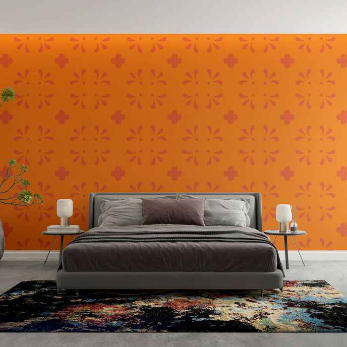 Papier peint floral | Motif orange éclatant