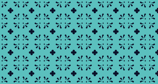 Papier peint floral géométrique Motifs noirs sur fond turquoise