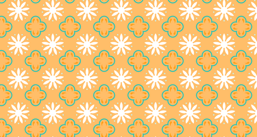 Papier peint floral géométrique Orange et Blanc