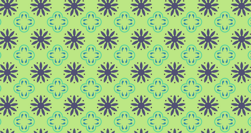 Papier peint motif floral Vert et bleu