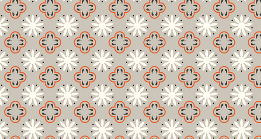 Papier peint motif rétro Fleurs géométriques couleur terre