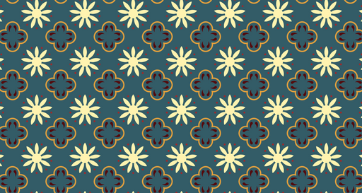 Papier peint floral géométrique Motifs vintage jaunes et bleus