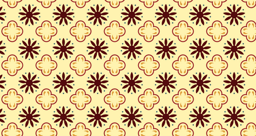 Papier peint floral Motif rétro jaune et bordeaux