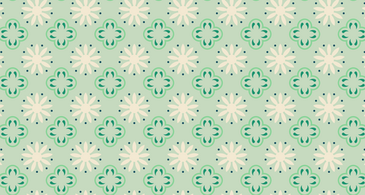 Papier peint floral Design rétro menthe et crème