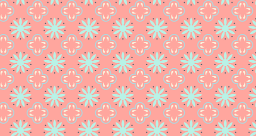 Papier peint floral Motif rétro corail et turquoise