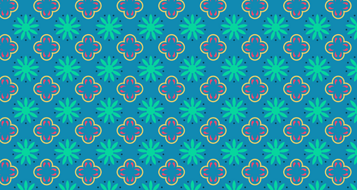 Papier peint floral rétro Motif bleu et vert