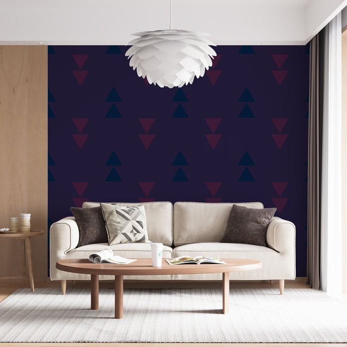 Papier peint géométrique | Motif triangulaire bleu et violet