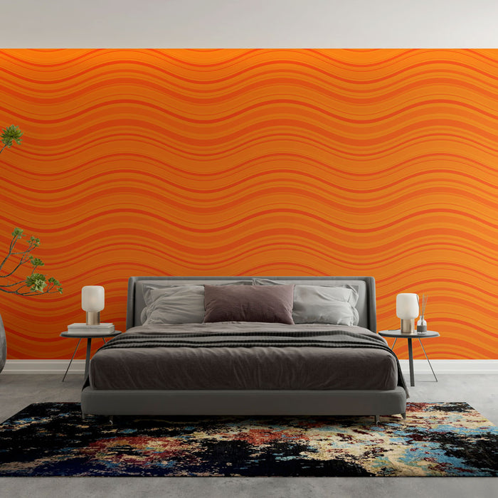 Papier peint ondulations | Motif orange dynamique