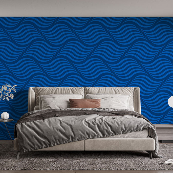 Papier peint vagues | Design bleu ondulé