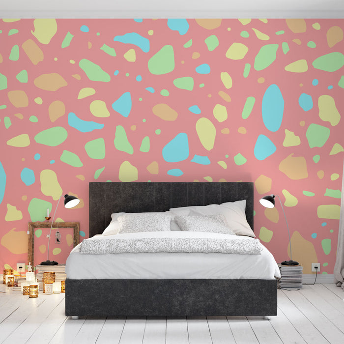 Papier peint terrazzo | Multicolore Pastel