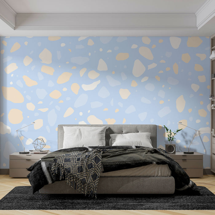 Papier peint terrazzo | Motif bleu pastel