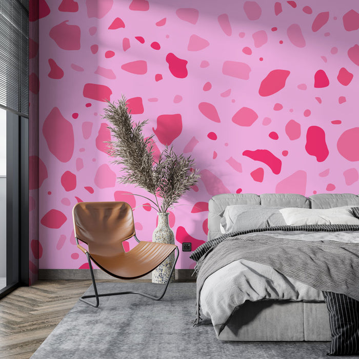 Papier peint terrazzo rose | Design ludique et moderne