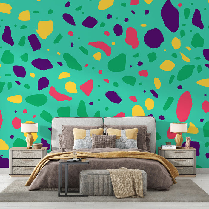 Papier peint terrazzo | Motifs multicolores vibrants