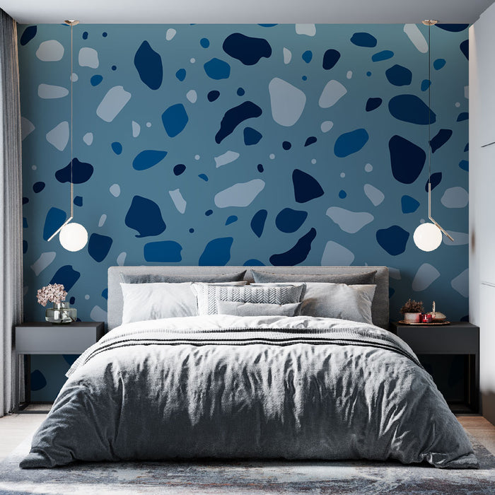 Papier peint terrazzo | Bleu et nuances marines