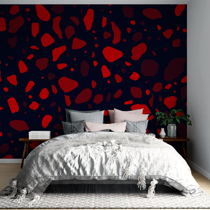 Papier peint abstrait | Motif rouge et noir moderne