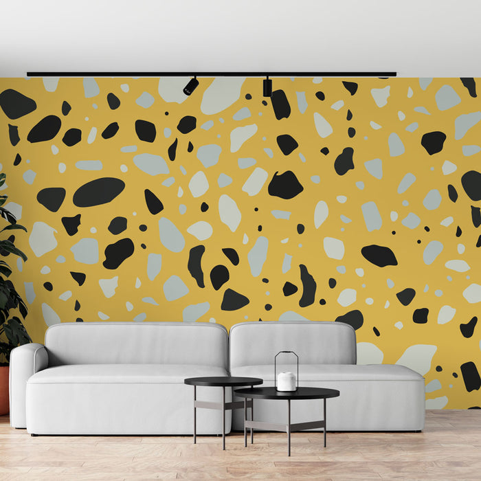 Papier peint terrazzo | Motif moderne jaune