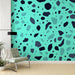 Papier peint terrazzo vert menthe avec motifs abstraits pour salon moderne