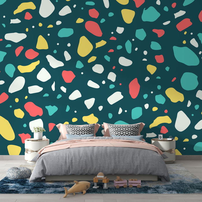 Papier peint terrazzo multicolore avec motifs abstraits pour chambre moderne