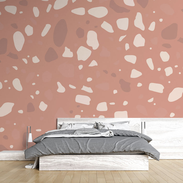 Papier peint terrazzo | Motif moderne rose