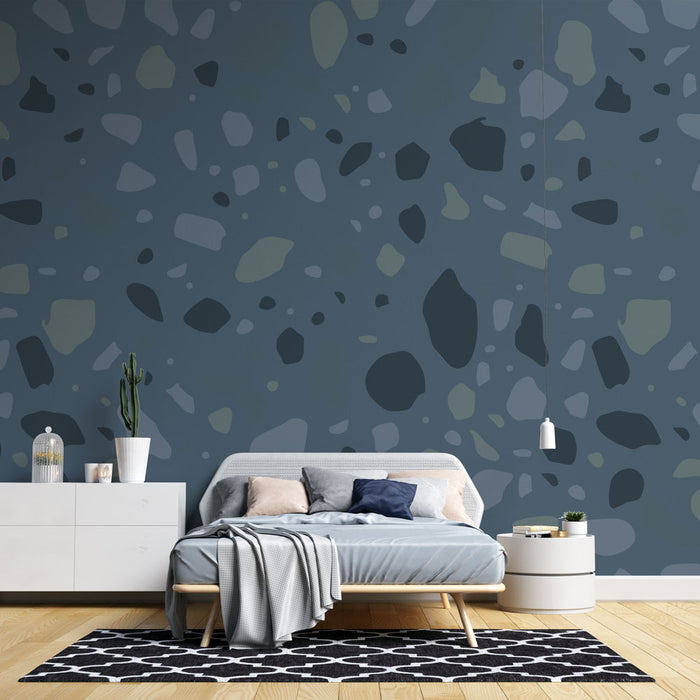 Papier peint Terrazzo | Design Bleu Moderne