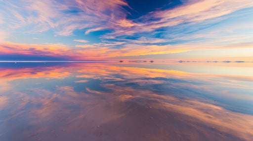 Papier peint paysage de coucher de soleil Reflets sereins et pastel
