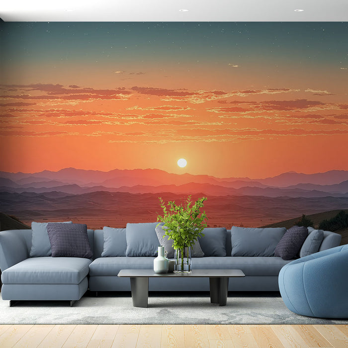 Papier peint désert | Coucher de soleil spectaculaire