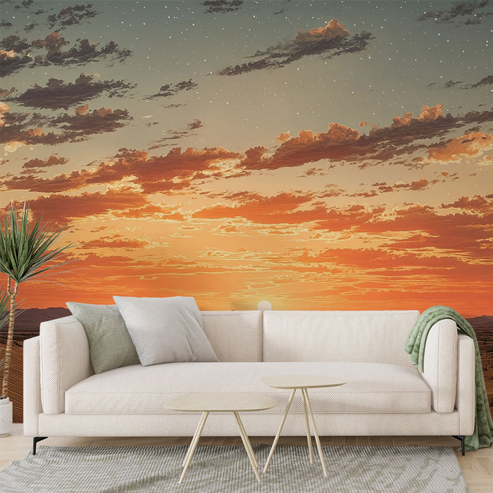 Papier peint coucher de soleil | Paysage désertique