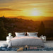 Papier peint paysage coucher de soleil sur village pour chambre moderne