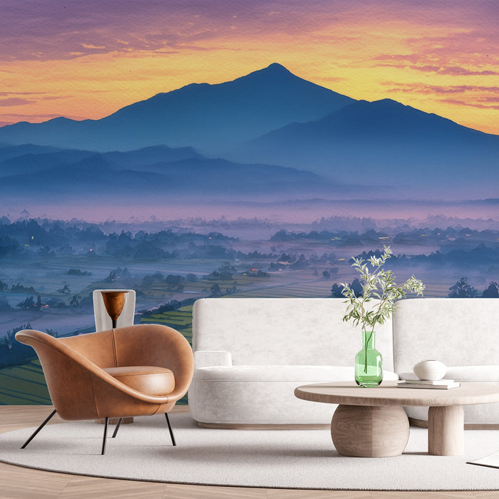 Papier peint Paysage Montagneux | Coucher de soleil enchanteur