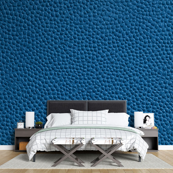 Papier peint texture cuir | Bleu Électrique