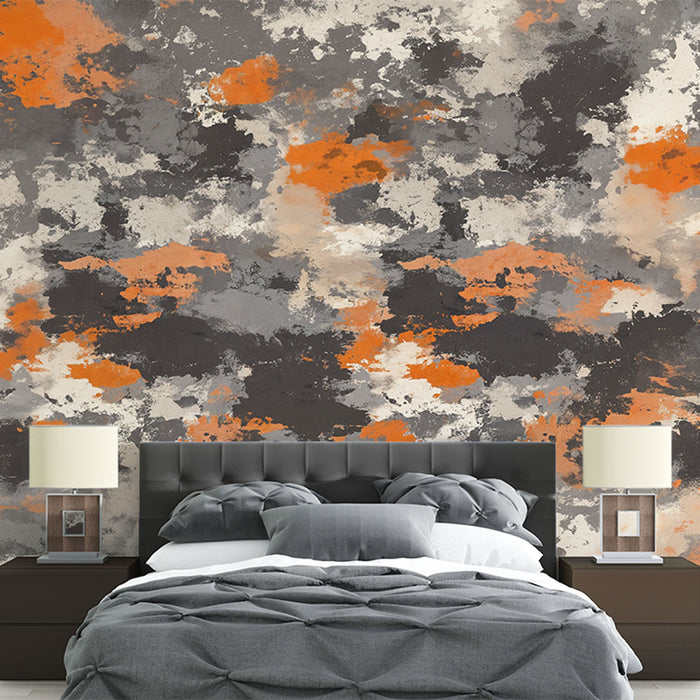 Papier peint camouflage | Taches abstraites orange et gris