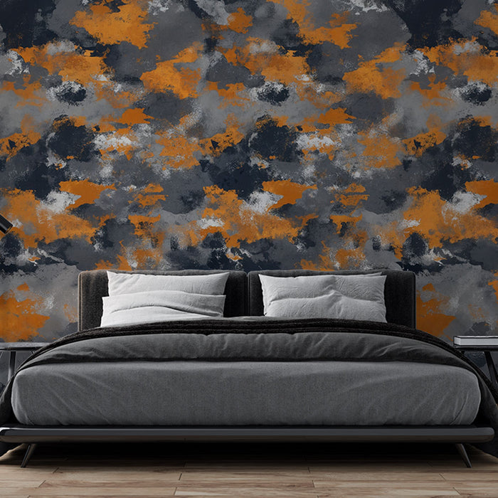 Papier peint abstrait | Éclats d'orange et de gris