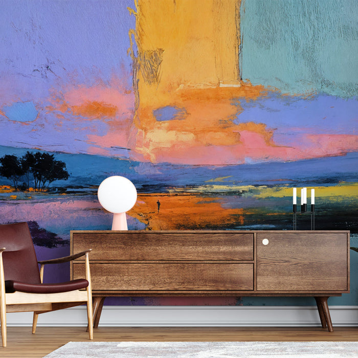 Papier peint paysage abstrait | Horizon coloré et harmonieux