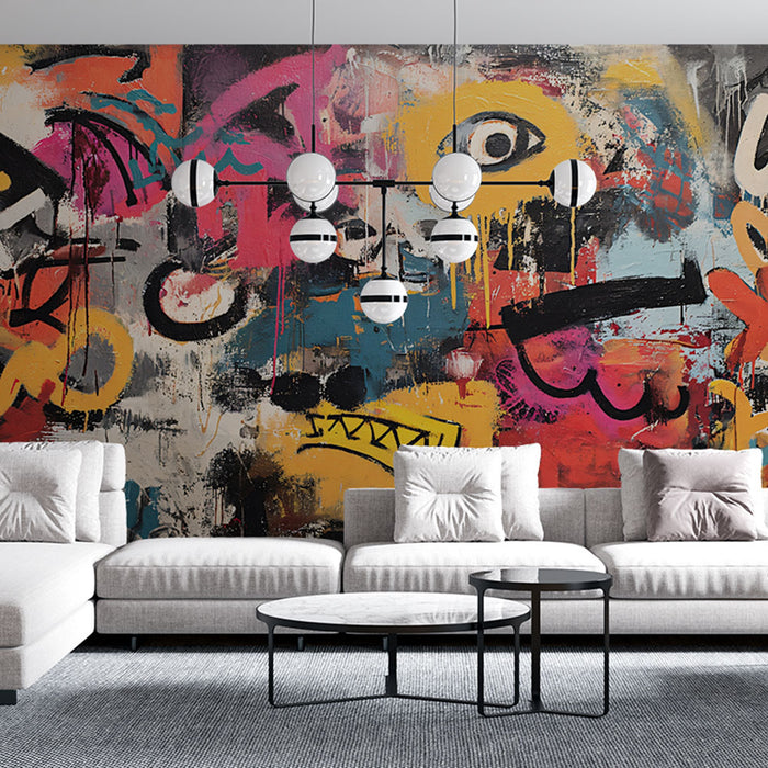 Papier peint abstrait | Explosion de couleurs vives et motifs dynamiques