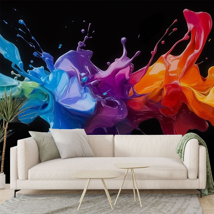 Papier peint moderne éclaboussures de peinture multicolore pour salon artistique et contemporain