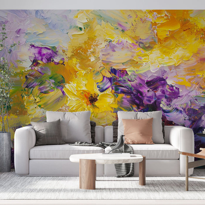 Papier peint fleuri abstrait | Art printanier vibrant