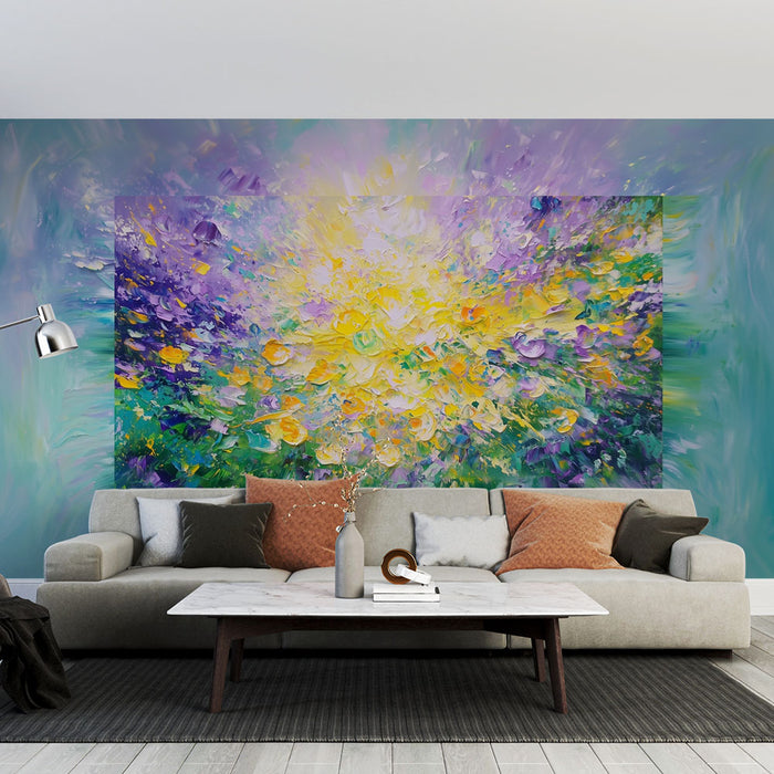 Papier peint floral abstrait | Explosion de couleurs vibrantes