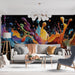 Papier peint abstrait multicolore avec éclaboussures de peinture pour salon moderne et artistique