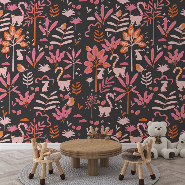 Papier peint jungle ludique | Design coloré pour enfants