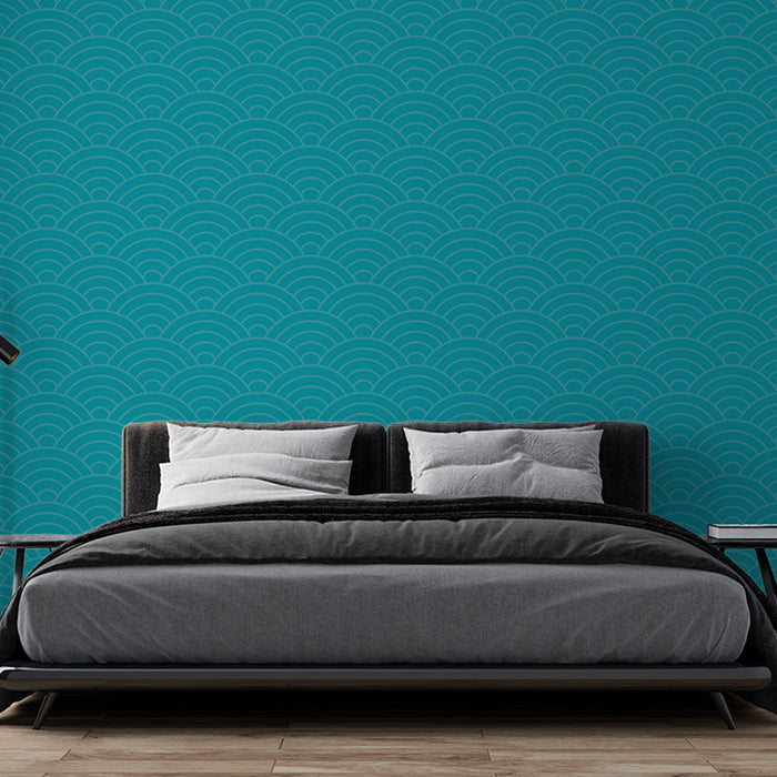 Papier peint motif vague | Design turquoise