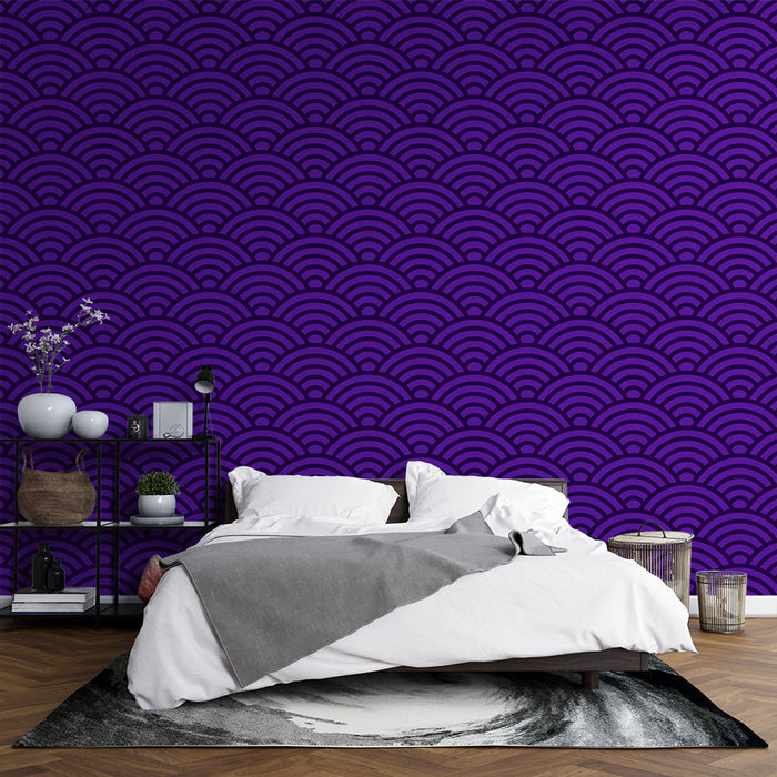 Papier peint vagues | Motif géométrique violet