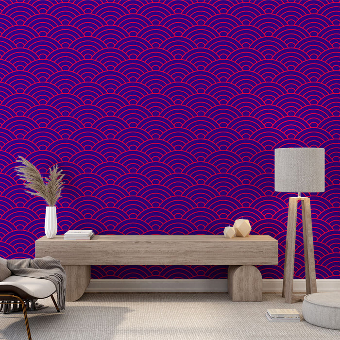 Papier peint motif japonais | Vagues violettes