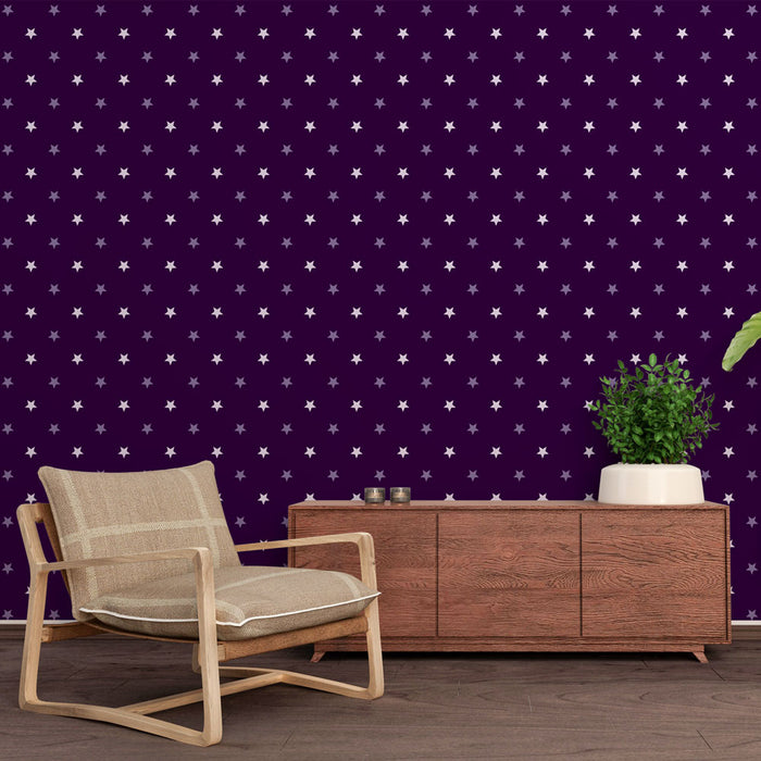 Papier peint étoiles | Design Violet et Blanc