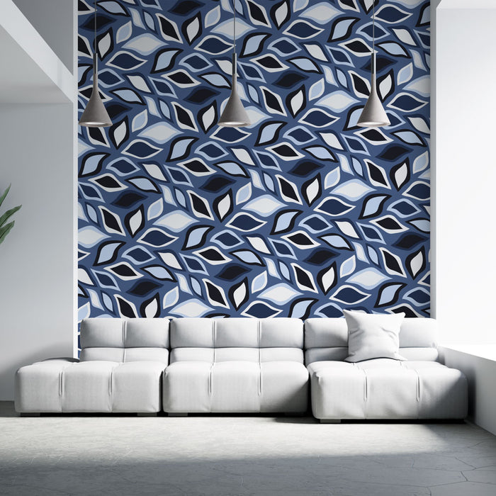 Papier peint feuilles bleues | Design moderne