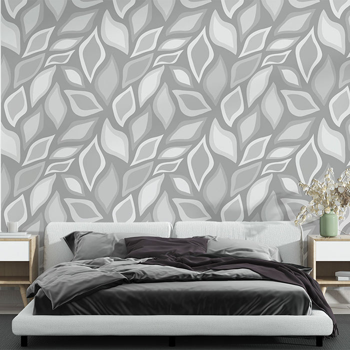 Papier peint feuilles | Motif géométrique gris