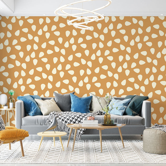 Papier peint motifs gouttes | Tons chauds et naturels