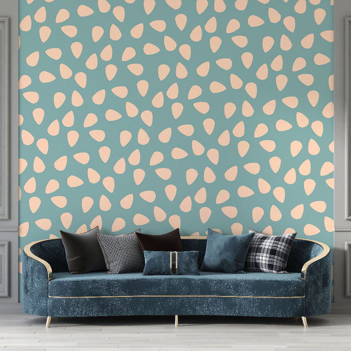 Papier peint motif abstrait | Gouttes pastel sur fond bleu