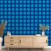 Papier peint bleu avec motifs géométriques pour salon moderne et élégant