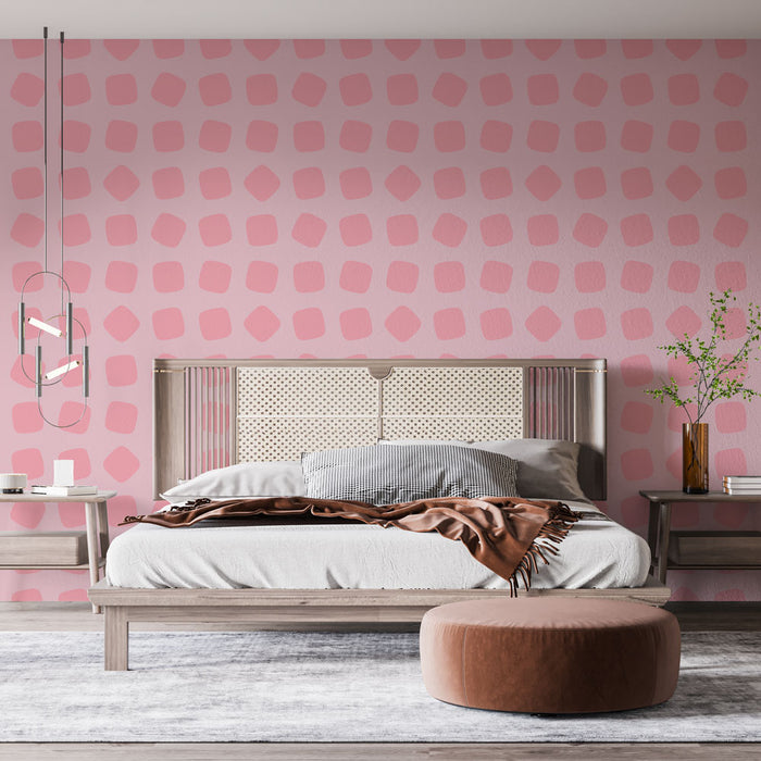 Papier peint rose avec motifs géométriques pour chambre moderne et élégante