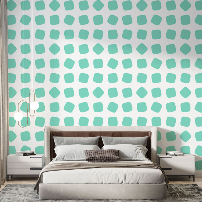 Papier peint motifs géométriques | Gris clair et turquoise